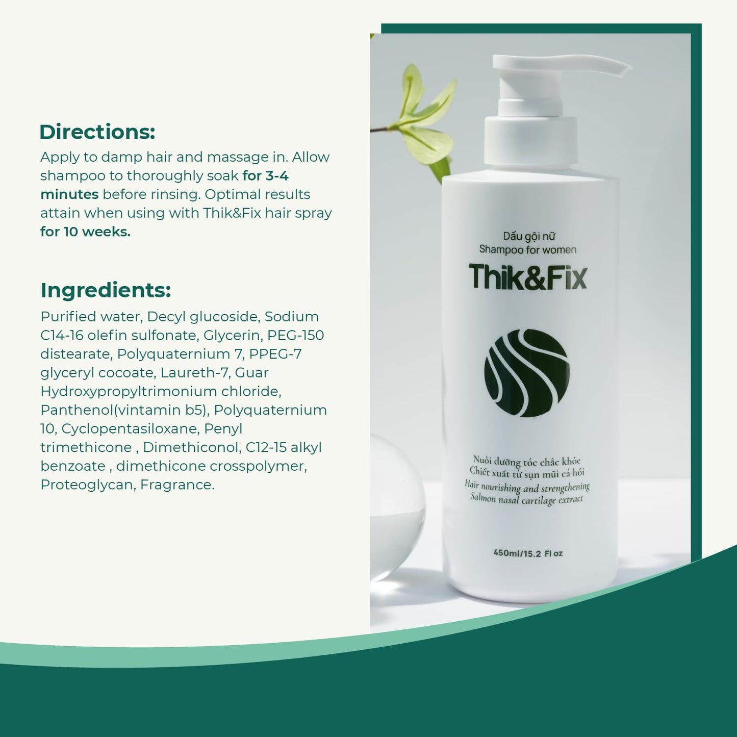 Dầu gội mọc tóc cho Nữ Thik&Fix ( Chai 450ml )